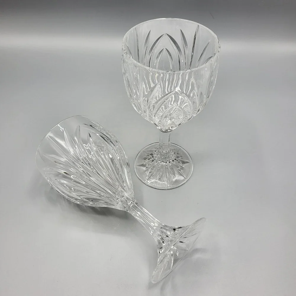 Mikasa Crystal Wine Water Goblets Park Lane Set of 2 Clear Glass Stemware 6.5